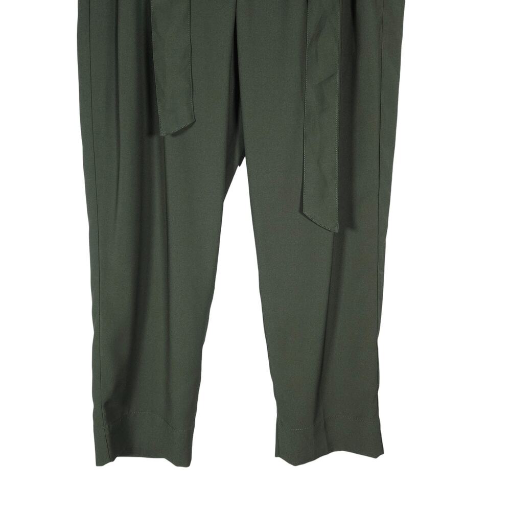 Madewell Womens Pants 4 Olive Green Paperbag Cropped Tapered Tie Waist Trouser - Picture 6 of 12